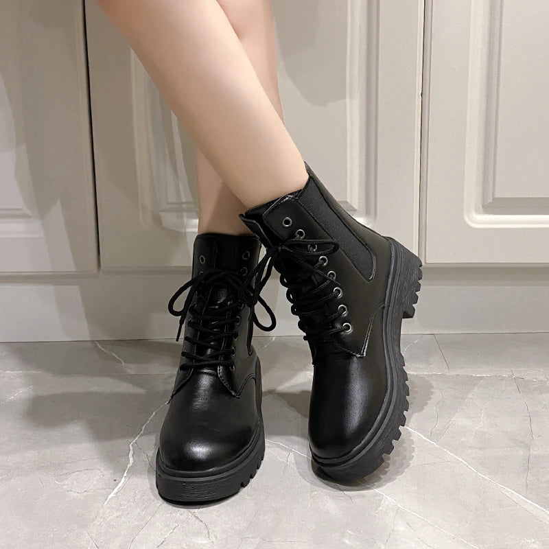 Chunky-Heel Round-Toe Chelsea Boots - view 3