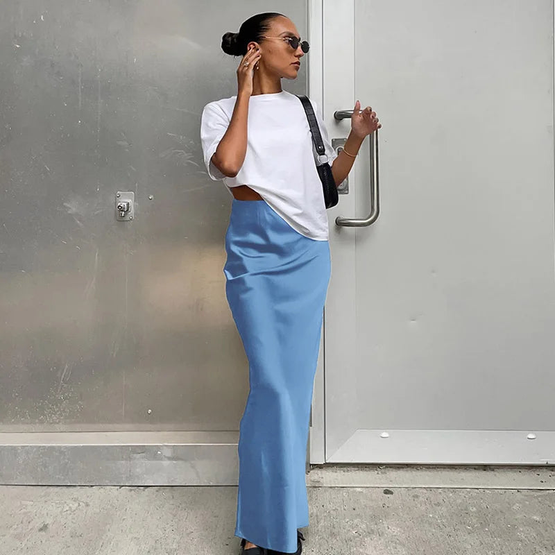 Satin Trumpet Midi Skirt - view 10