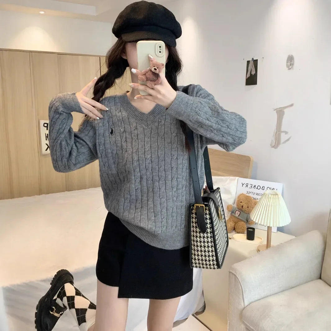 Tasseled Embroidered V-Neck Sweater - view 4