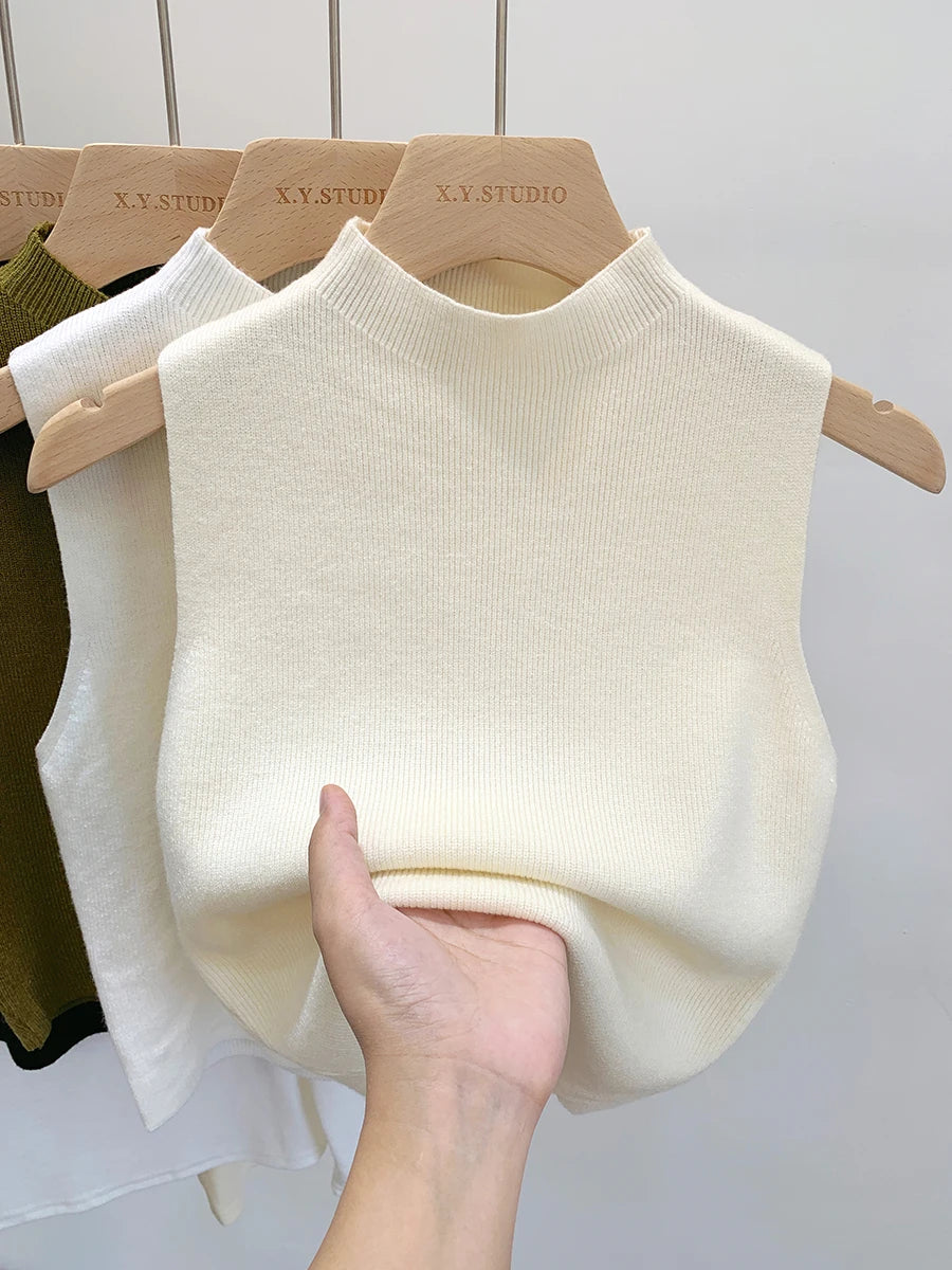 Slim Sleeveless Knit Tank Sweater - view 2
