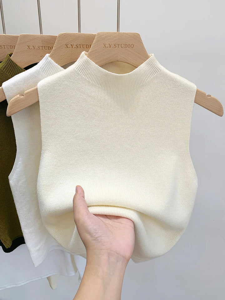 Slim Sleeveless Knit Tank Sweater - view 2