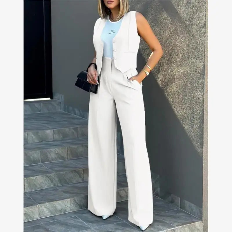 Vest & Wide-Leg Trouser Suit Set - view 8
