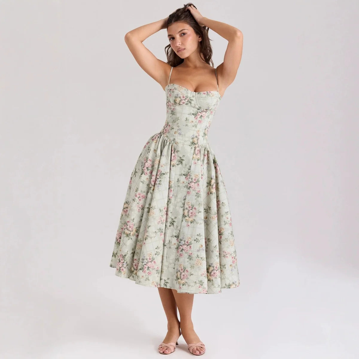 Corset Floral Pleated Sundress - view 13