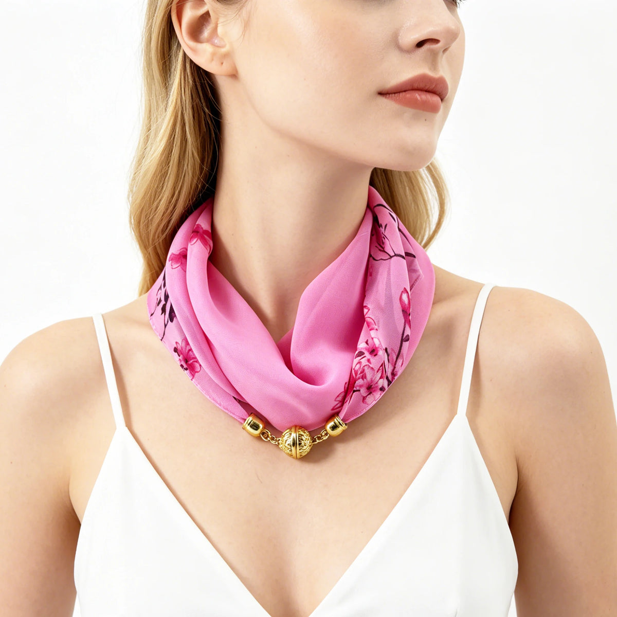 Magnetic-Buckle Chiffon Neck Scarf - view 8