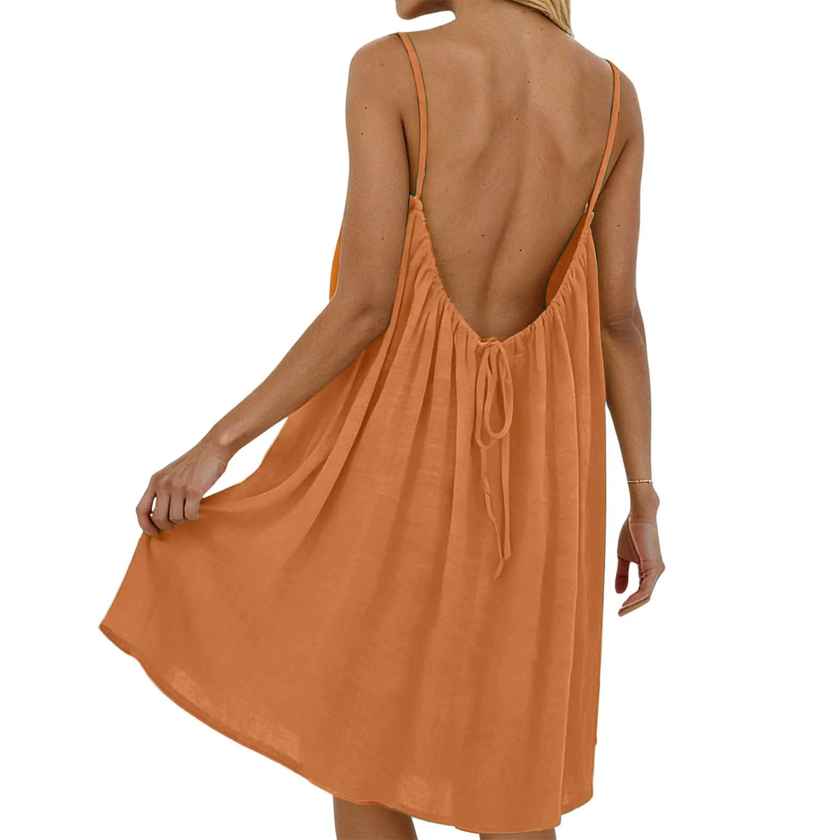 Backless Spaghetti-Strap A-Line Dress - view 4