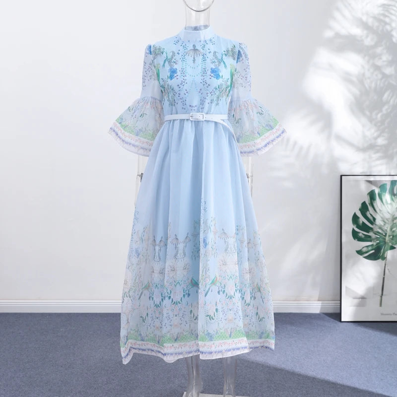 Turtleneck Print Midi Dress - view 8