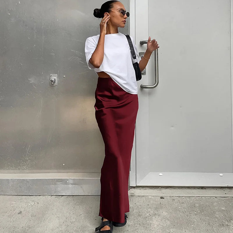 Satin Trumpet Midi Skirt - view 8