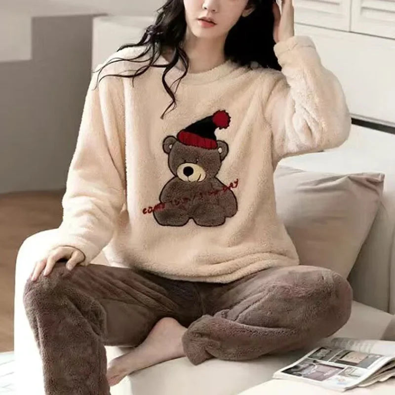 Coral Fleece Bear Pajama Set - view 3