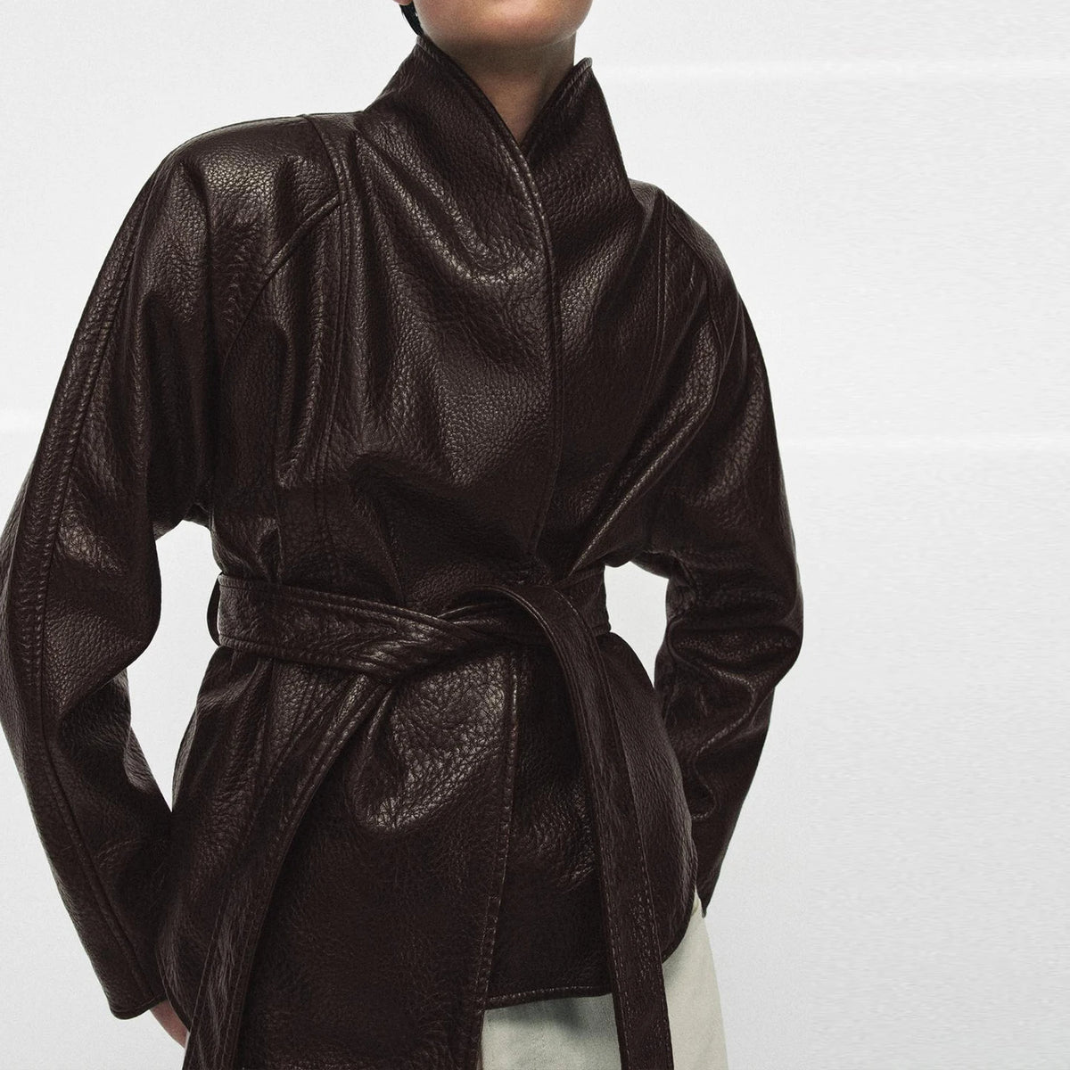 Belted Stand-Collar Coat - view 2