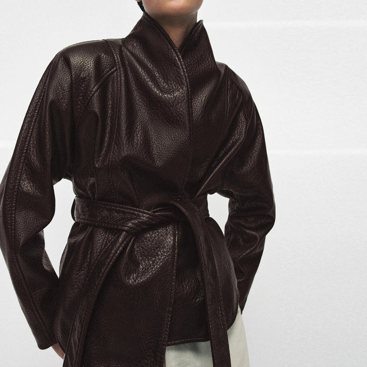 Belted Stand-Collar Coat - view 2
