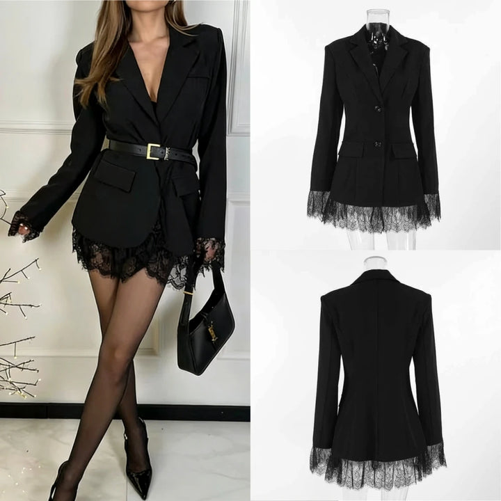 Lace-Hem Slim Blazer