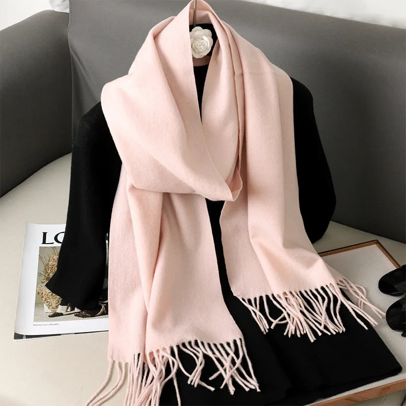 Tasseled Cashmere-Feel Winter Scarf
