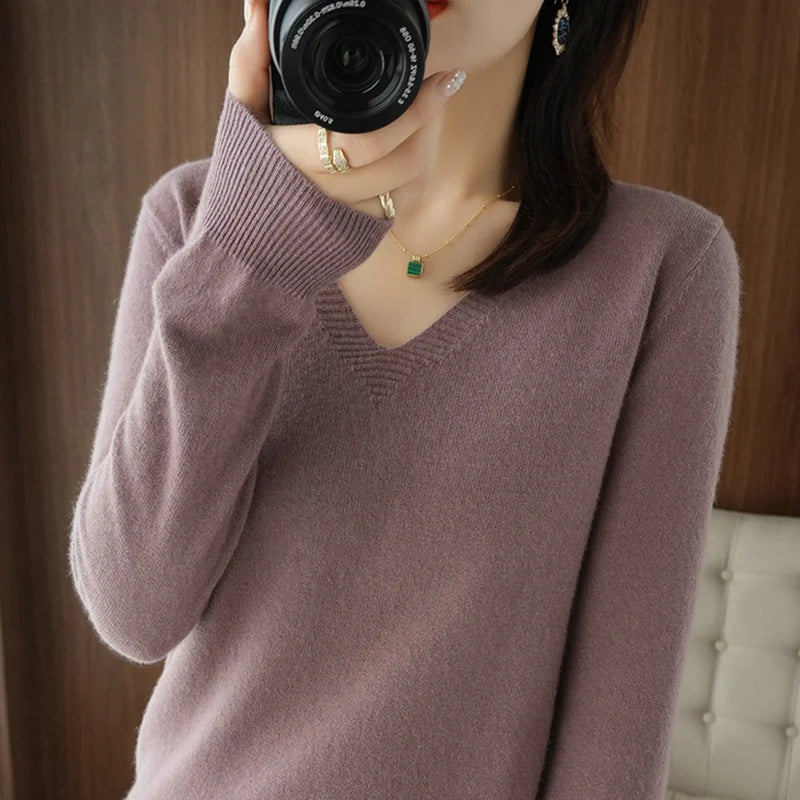 Cashmere-Feel Lace-Neck Hollow Pullover - view 3