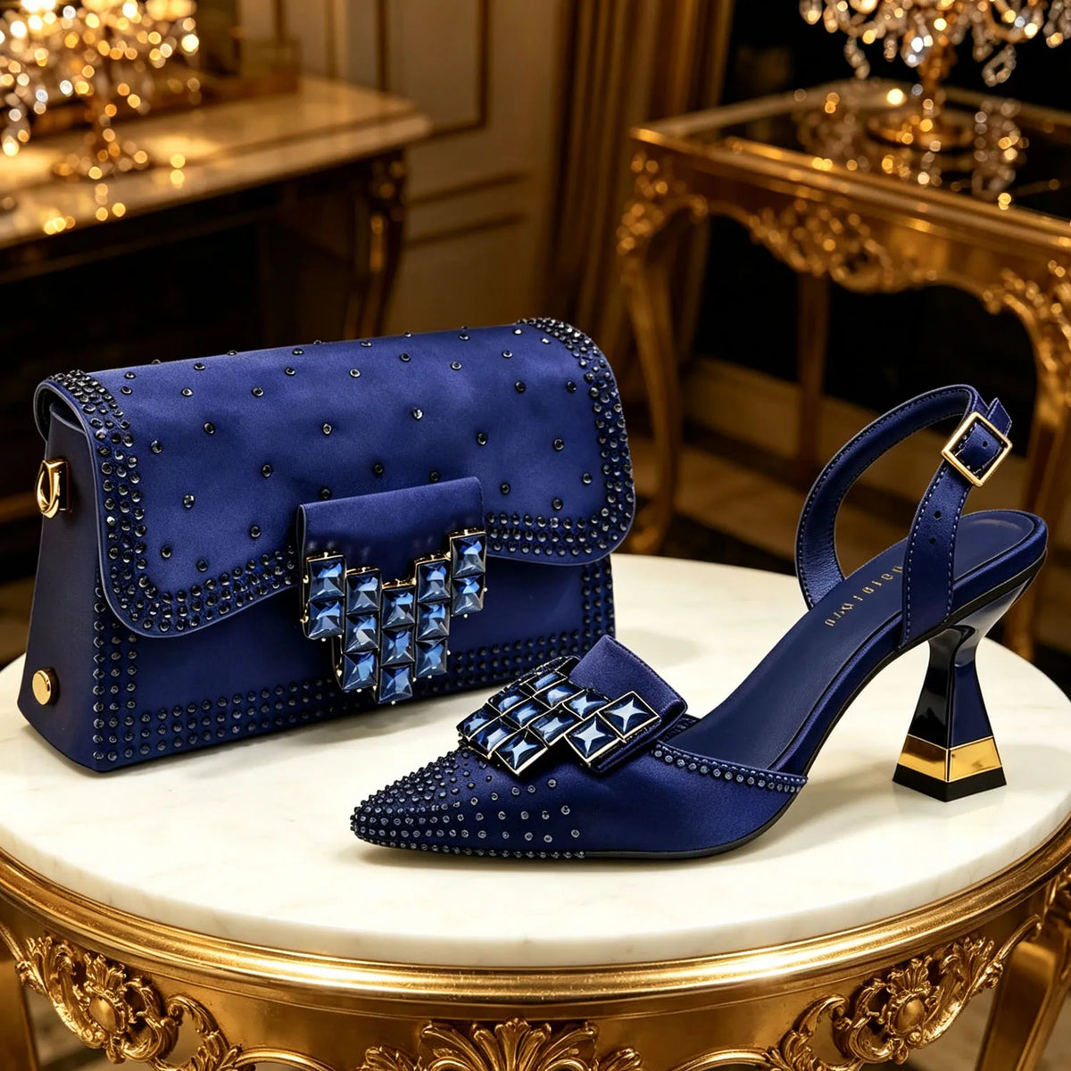 Rhinestone Pointed-Toe Heels & Bag Set - view 12