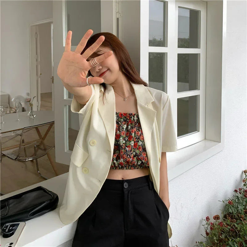 Double-Breasted Cropped Blazer - view 3