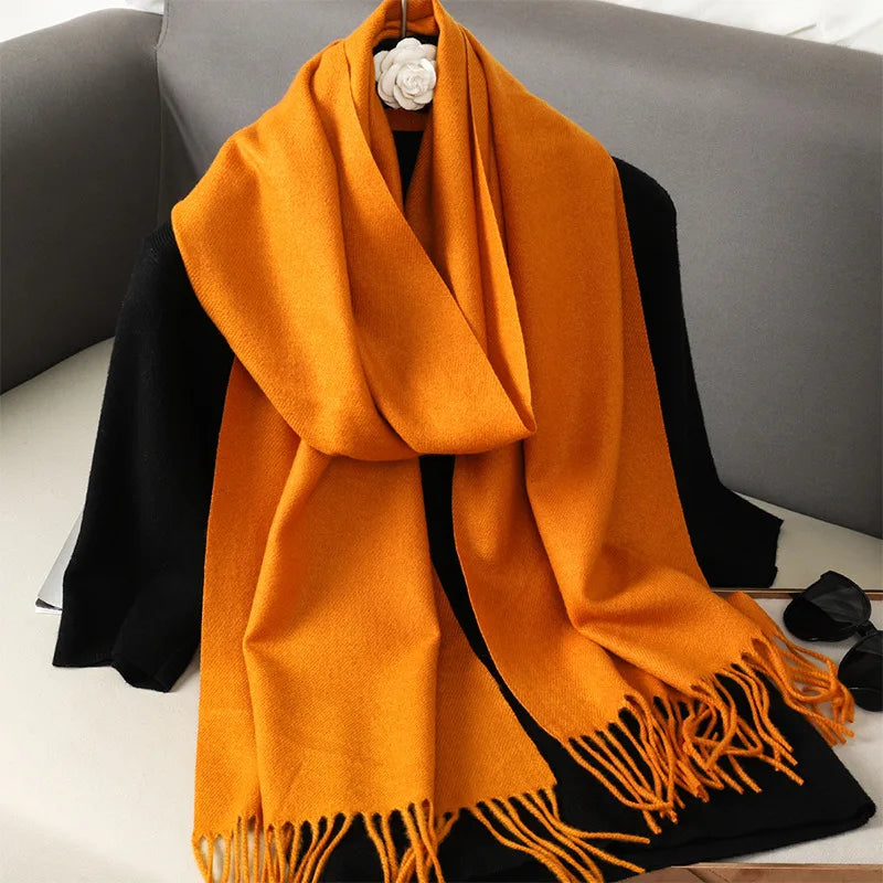 Tasseled Cashmere-Feel Winter Scarf