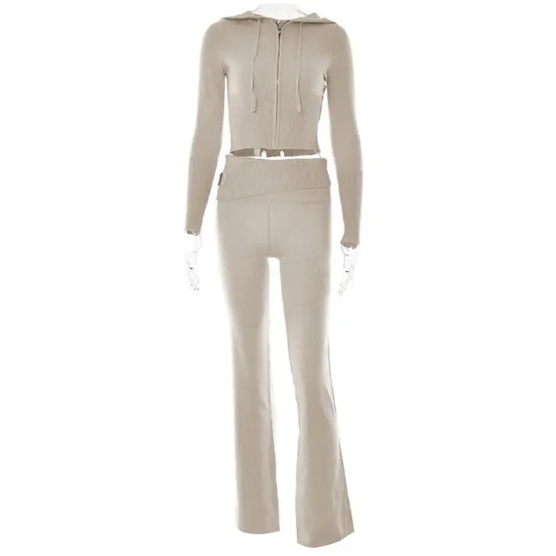 Ribbed Knit Hooded Two-Piece Set - view 8