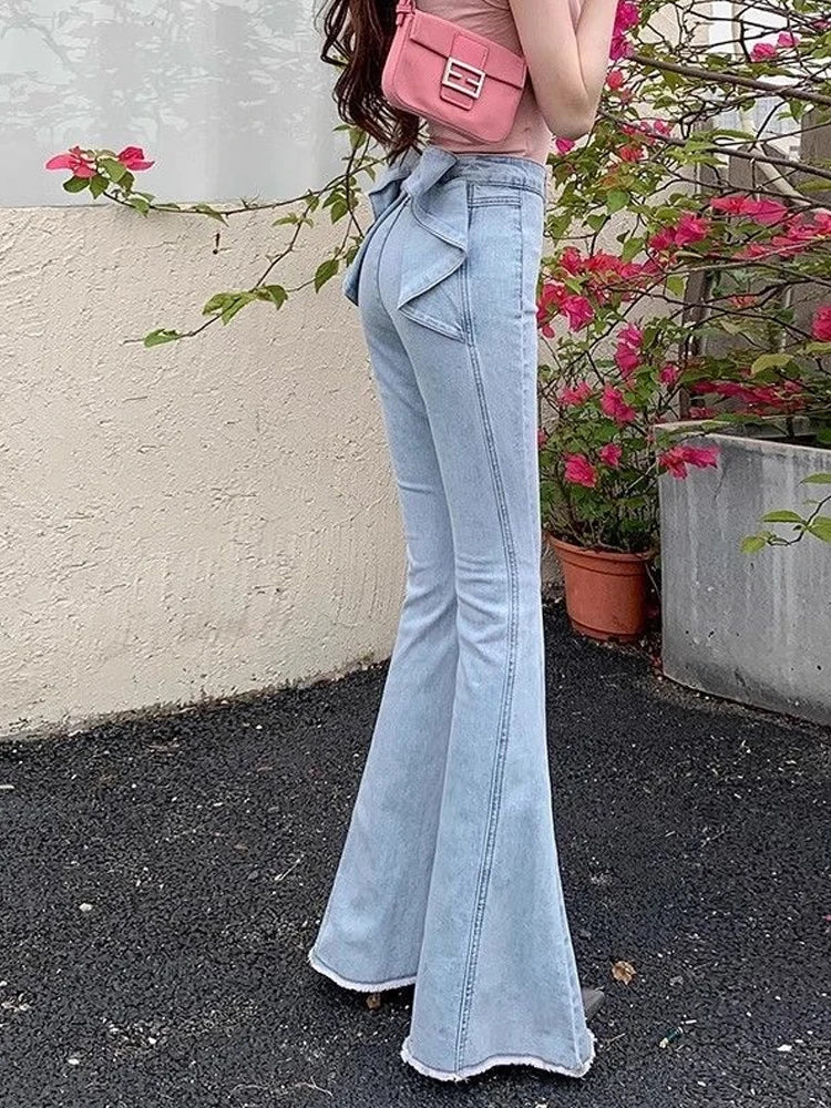 Slim Bell-Bottom Denim Jeans - view 5