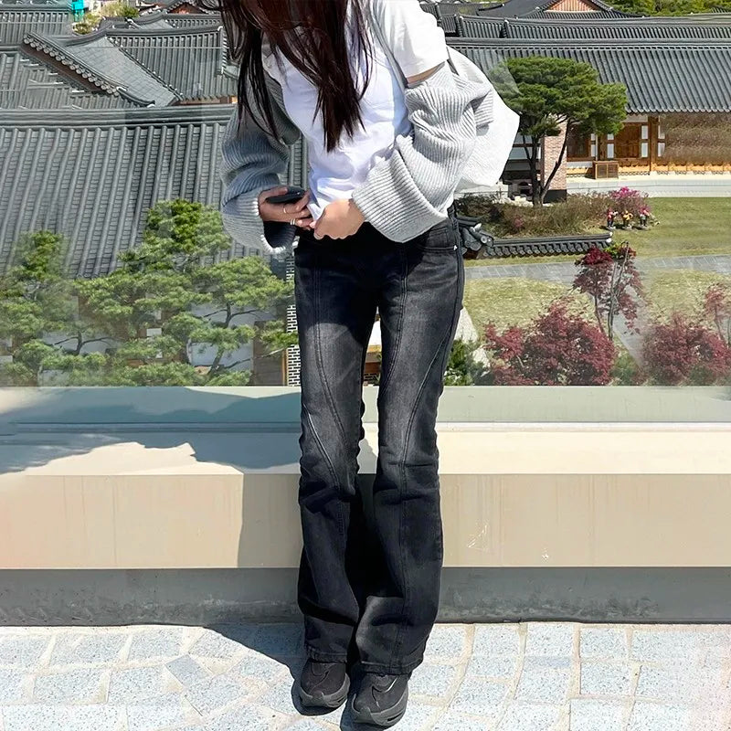 Distressed Low-Waist Flare Jeans - view 6