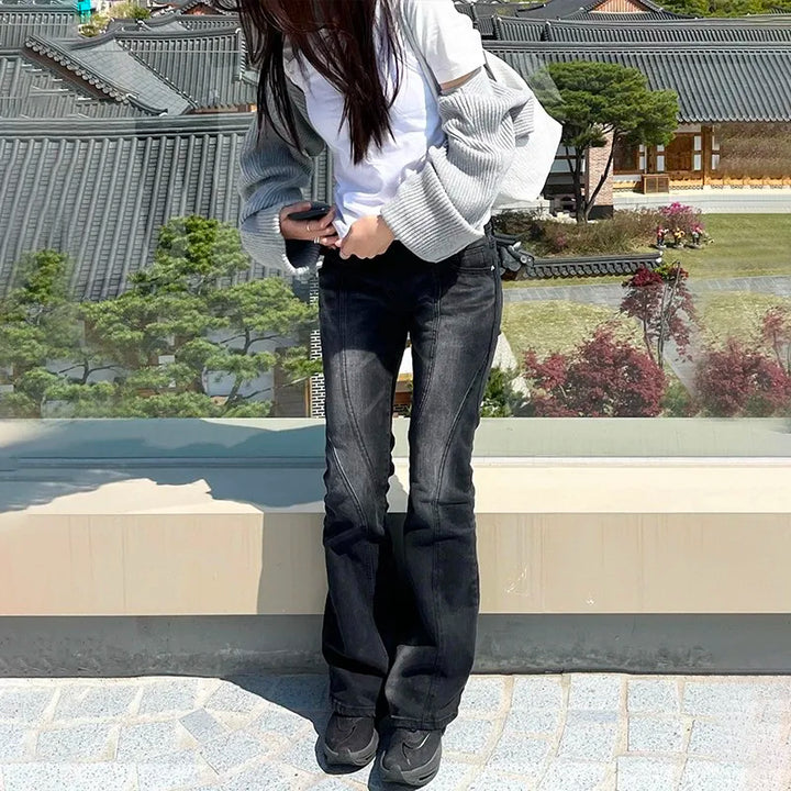 Distressed Low-Waist Flare Jeans - view 6
