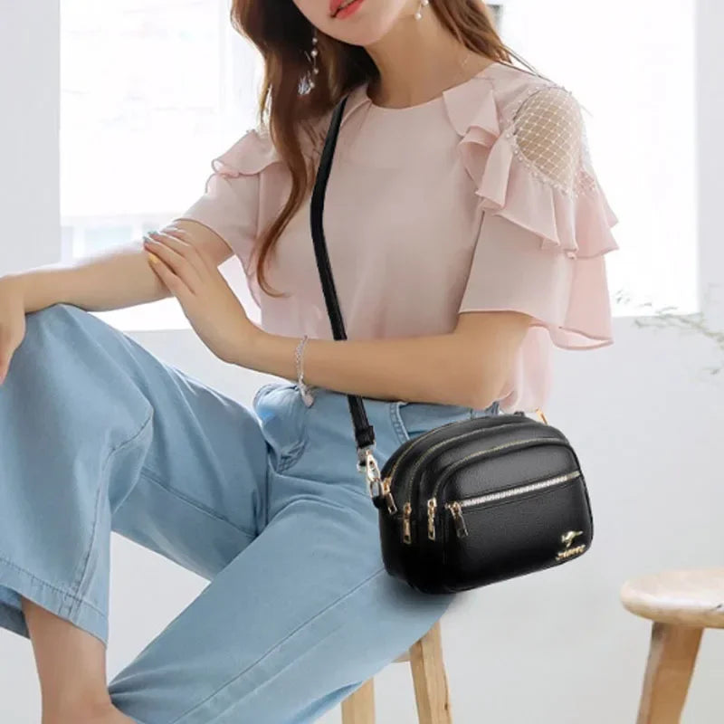 Multi-Pocket Leather Messenger Bag - view 4