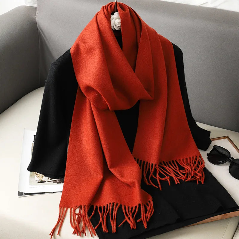Tasseled Cashmere-Feel Winter Scarf