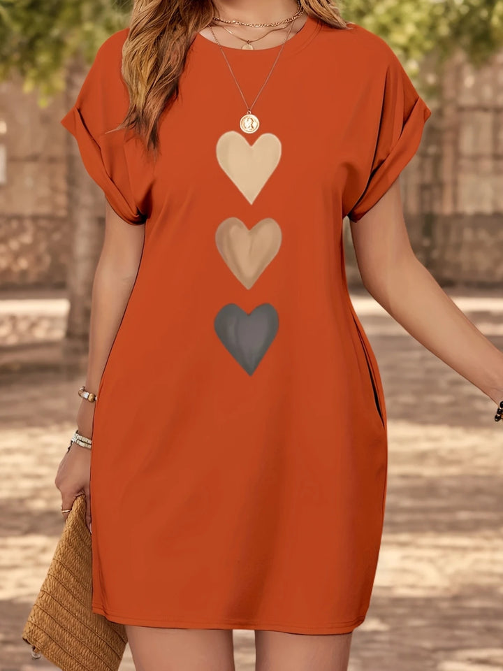 Crew-Neck Print Knit T-Shirt Dress