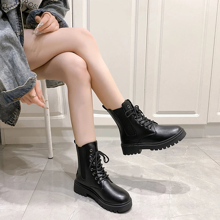 Chunky-Heel Round-Toe Chelsea Boots - view 2