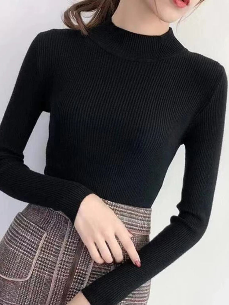 Mock-Neck Basic Knit Sweater - view 5