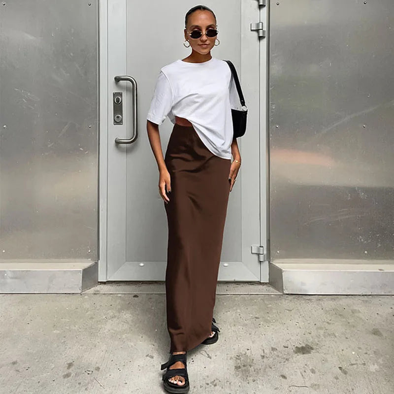 Satin Trumpet Midi Skirt - view 13