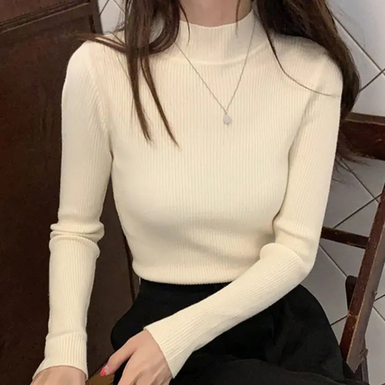 Mock-Neck Basic Knit Sweater - view 14
