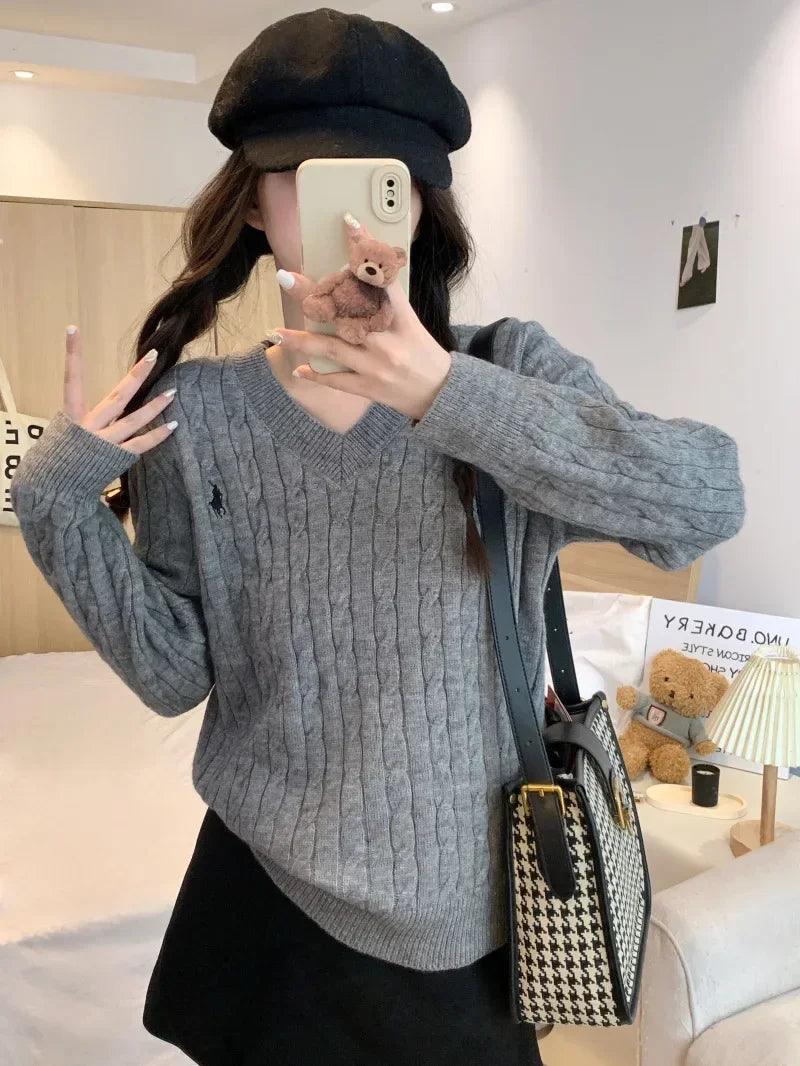 Tasseled Embroidered V-Neck Sweater - view 9