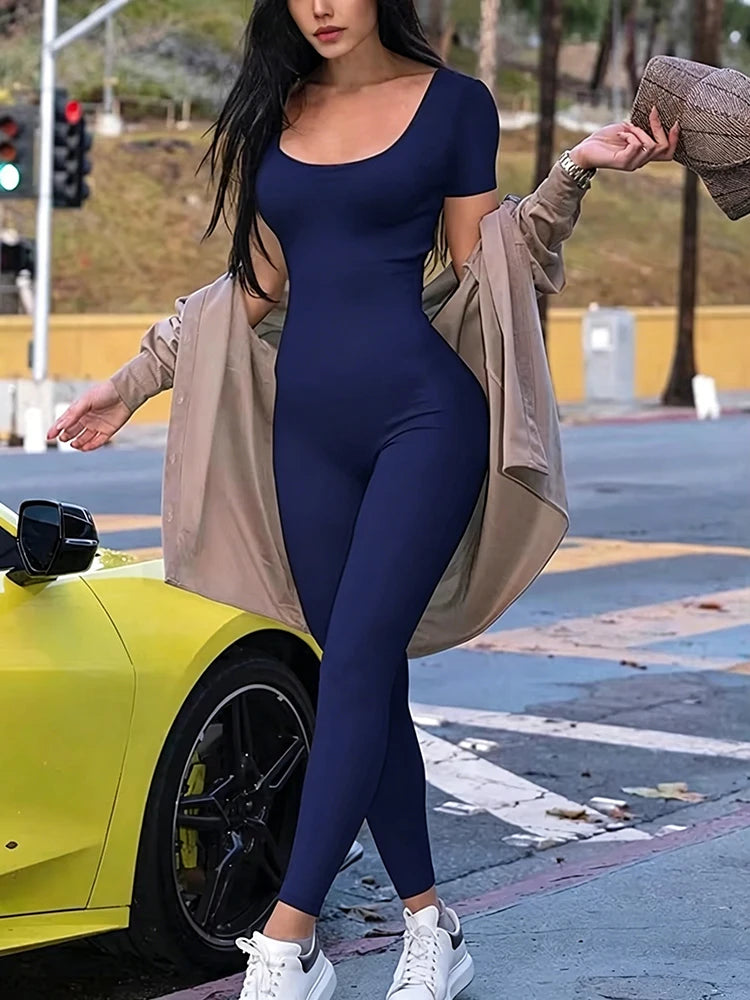 Skinny Bodycon Short-Sleeve Romper - view 8