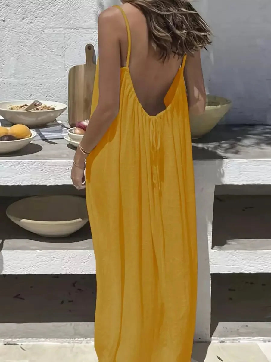 Halter Spaghetti-Strap Midi Dress