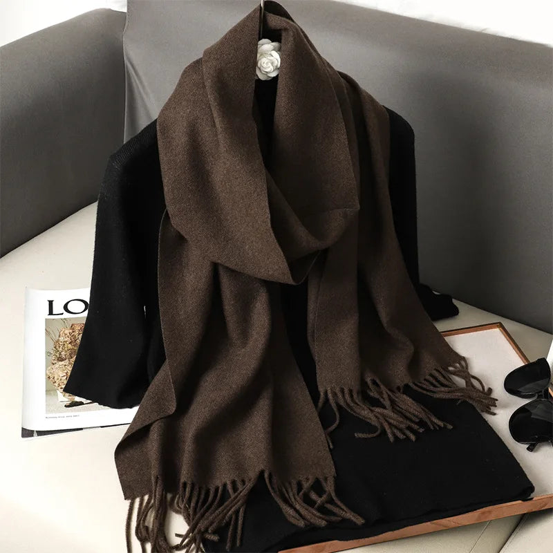 Tasseled Cashmere-Feel Winter Scarf