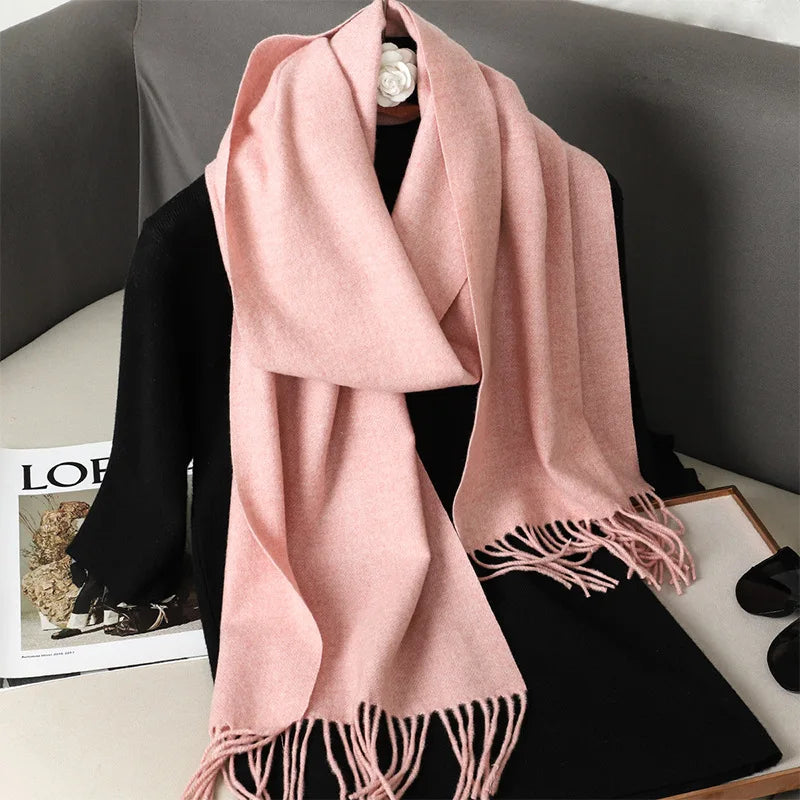 Tasseled Cashmere-Feel Winter Scarf