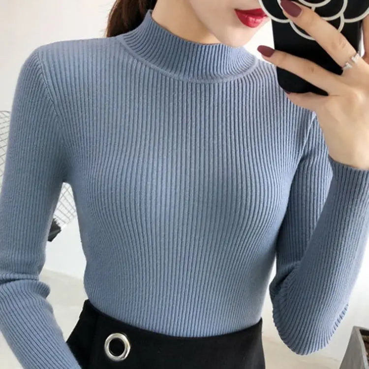 Mock-Neck Basic Knit Sweater - view 13