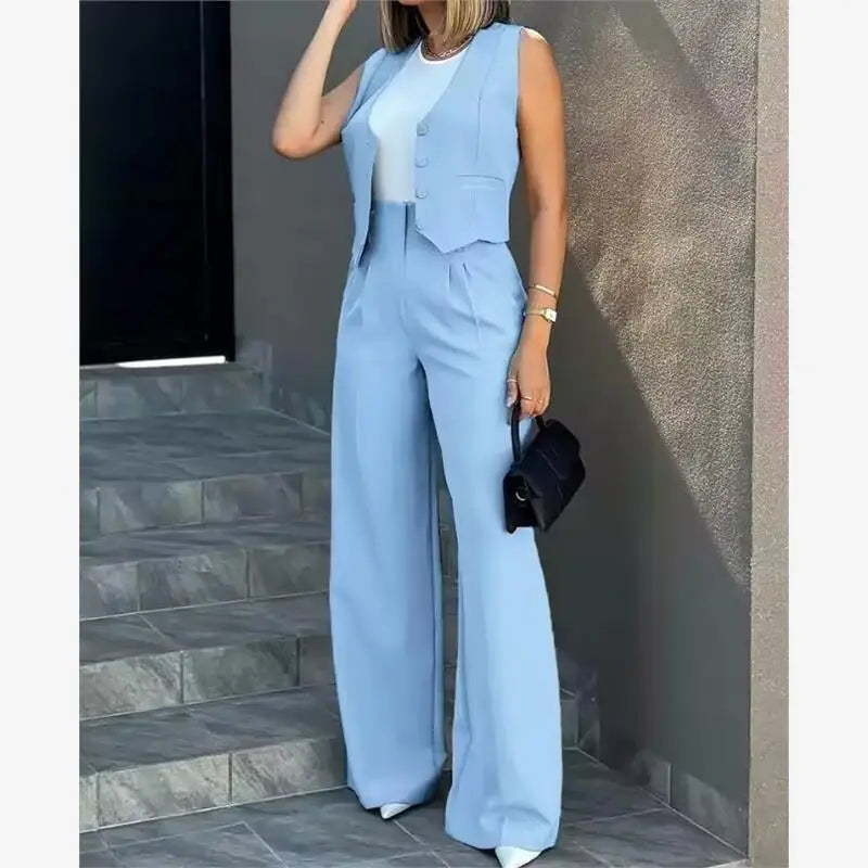 Vest & Wide-Leg Trouser Suit Set - view 5