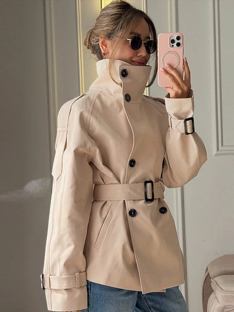 Belted Double-Breasted Trench Coat