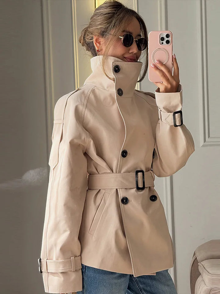 Belted Double-Breasted Trench Coat