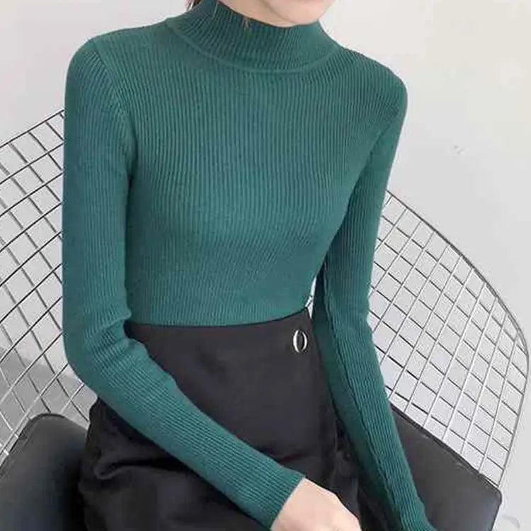 Mock-Neck Basic Knit Sweater - view 16