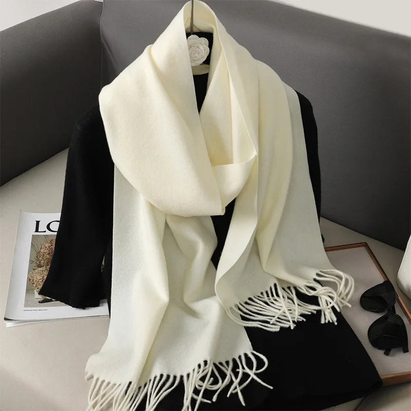 Tasseled Cashmere-Feel Winter Scarf