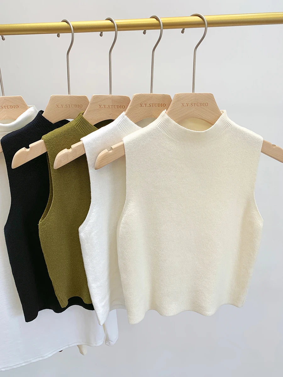 Slim Sleeveless Knit Tank Sweater - view 5