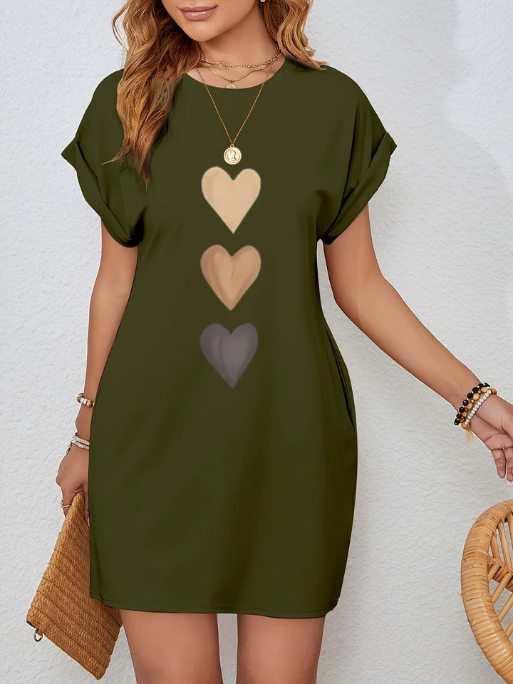 Crew-Neck Print Knit T-Shirt Dress - view 2