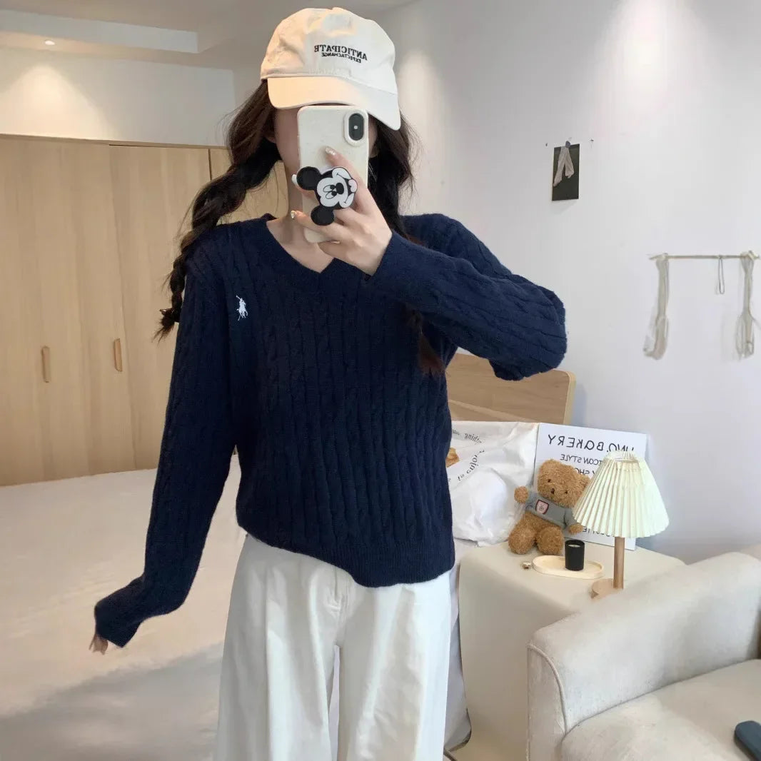Tasseled Embroidered V-Neck Sweater - view 3