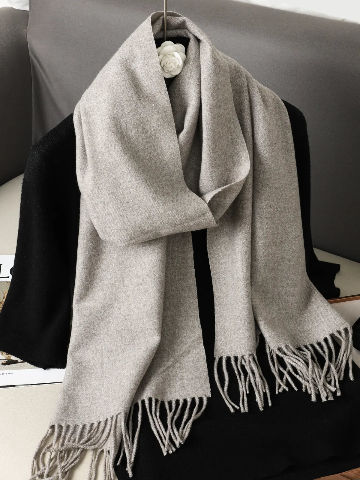 Tasseled Cashmere-Feel Winter Scarf