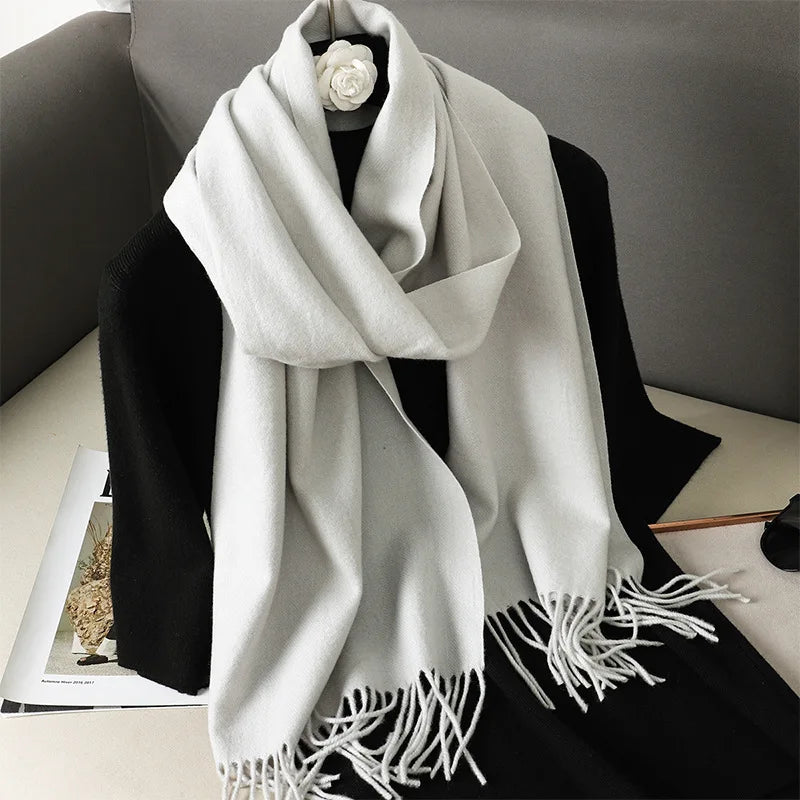 Tasseled Cashmere-Feel Winter Scarf