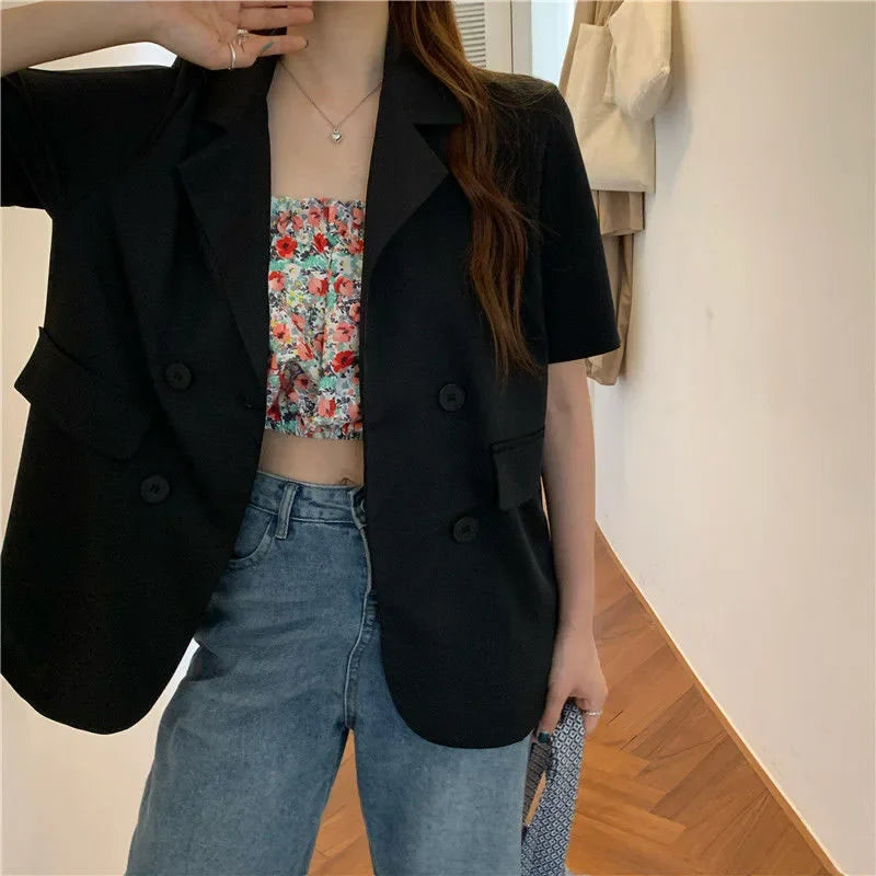 Double-Breasted Cropped Blazer - view 4