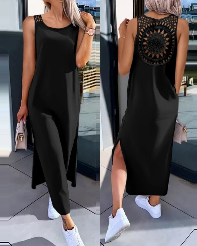 Slit Hollow-Out Sleeveless Dress - view 10
