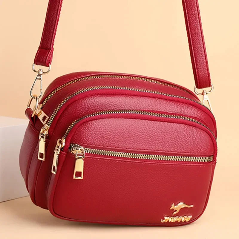 Multi-Pocket Leather Messenger Bag - view 3